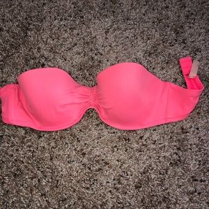 Pink strapless bathing suit